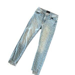 BLACK ORCHID Miranda Off Step High Rise Skinny Jeans Cheetah Print Size 25 Luxe